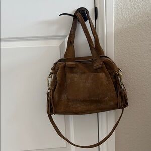 Carla Mancini Chestnut Suede Shoulder Bag with Tassel Detail